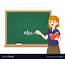 Female Teacher On Lesson With Chalkboard Vector Image