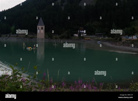 Bell Tower Of The Submerged Church In The Lake Of Resia In Trentino