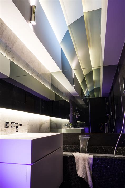 Guest Bathroom With Futuristic Lighting