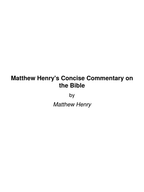 Matthew Henry Concise Bible Commentary Pdf