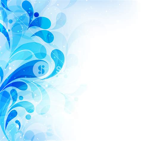 Elegant Blue Floral Design Created With Water Waves On Shimmering