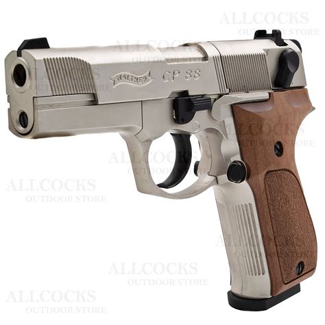 Pre Owned Umarex Walther Cp88 Air Pistol Nickel Wood Grip 177 In