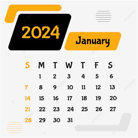 January 2024 Calendar Design Template Vector January 2024 January