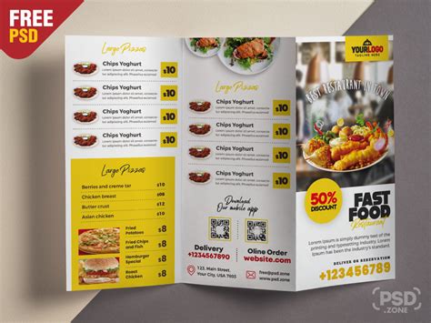 616 3rd avenue, watervliet, ny 12189 directions. Restaurant Food Menu Tri Fold Brochure PSD in 2020 | Food ...
