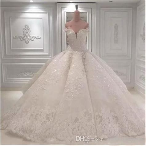 Luxury Lace Ball Gown Wedding Dresses Sweetheart Off Shoulder Arabic