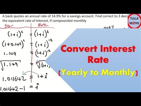 Equivalent Interest Rate Convert Between Yearly And Monthly Interest