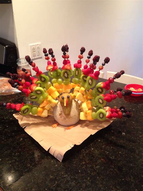 Tom The Turkey Fruit Kabobs With Images Thanksgiving Snacks