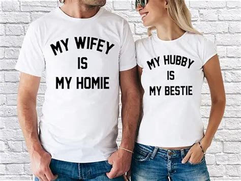 Wifey Hubby My Wifey Is Home My Hubby Is My Bestie Fashion Couple T Shirts Set Matching Shirts
