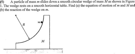 5 A Particle Of Mass M Slides Down A Smooth Circular Wedge Of Mass M