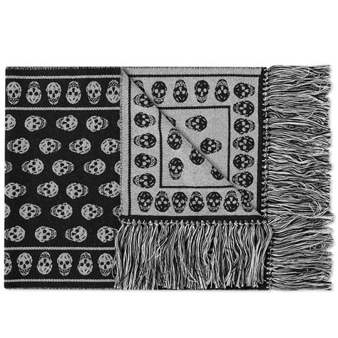 Alexander Mcqueen Upside Down Skull Scarf Black And Ivory End