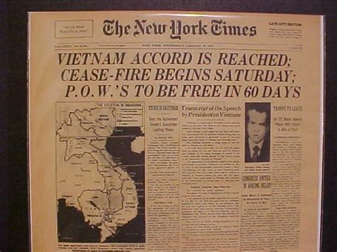 Vintage Newspaper Headline~vietnam War Ends Cease Fire Pow Soldiers