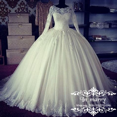 Romantic Islamic Lace Ball Gown Wedding Dresses 2017 Vintage Long