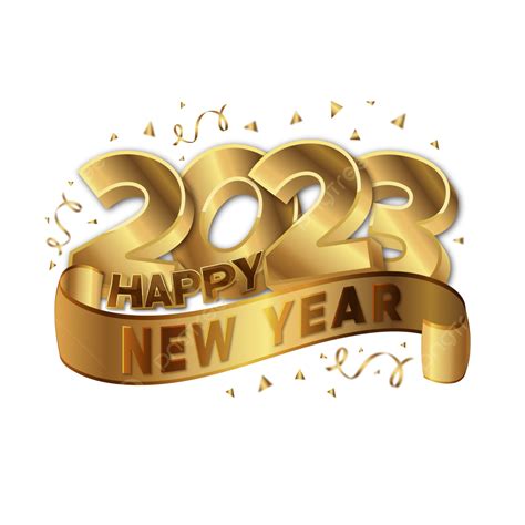 Feliz Año Nuevo 2023 Diseño De Celebración Texto Dorado En 3d Png