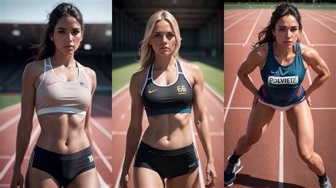 Ai Art College Girl On Track And Field Sport Bra And Booty Short