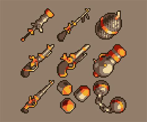 100 Pixel Art Weapon Icons 5 Game Art Partners