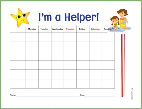 Im A Helper Chore Chart Fillable Acn Latitudes
