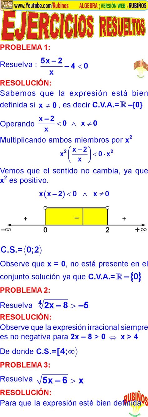 Inecuaciones De Grado Superior Ejercicios Resueltos Y Para Resolver Pdf