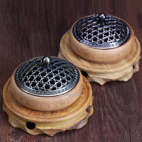 Exquisite Incenses Bamboo Metal Cover Furnace Solid Wood Coils Incense
