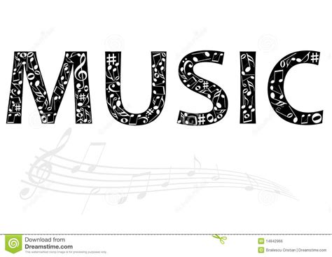 Abstract Illustration Of The Music Word With Music Stock