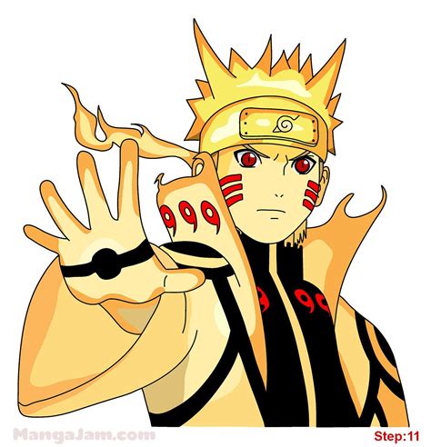 How To Draw Bijuu Mode From Naruto Step 11 Personagem Do Naruto