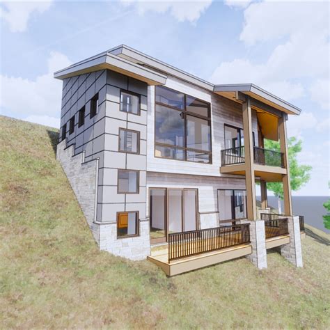 Mountain Modern Steep Slope Sloping Lot House Plan Hillside House