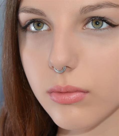Septum Ring Silver Septum Piercing Small Nose Ring Etsy