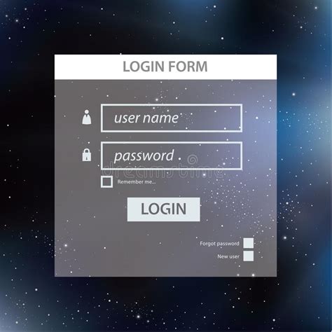 Vector Login Form Page Template Set On Trendy Gradient Background Stock