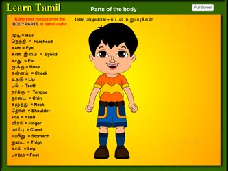 Clear sound is provided for all tamil animals , birds and body parts names to make learning easy. Learn Tamil