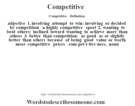 Competitive Definition Competitive Meaning Words To Describe Someone