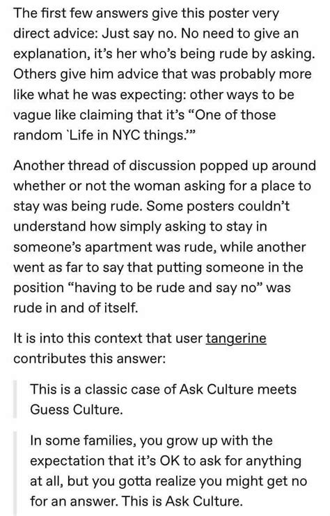 Informative Tumblr Thread Explains Ask Vs Guess Culture In 2022 Internal Monologue Truth