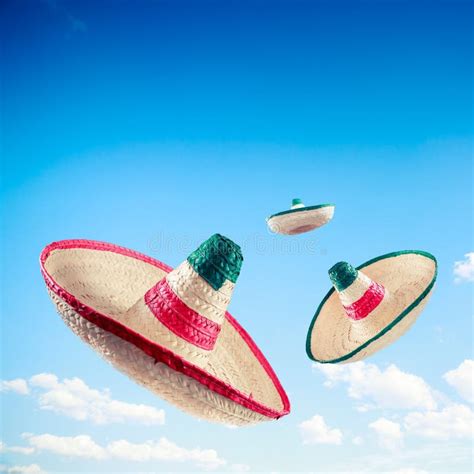 Square Format Image Of Mexican Hat Sombreros In The Sky Stock Image
