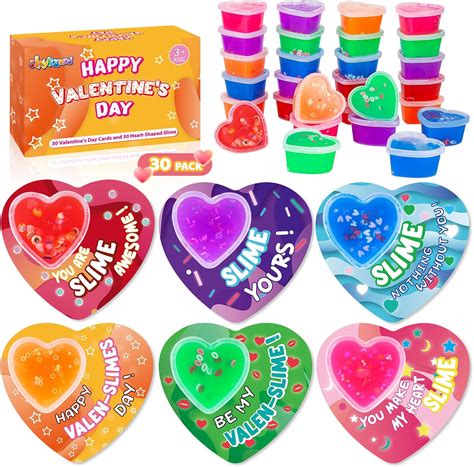 Amazon.com: Valentine's Day Cards for Kids,30 Sets of Heart Shape Slime