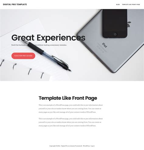 Digital Pro Custom Page Template With Widget Background Image