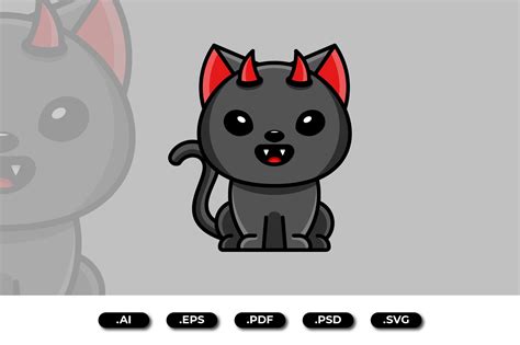 Illustration Cute Devil Cat Creative Market