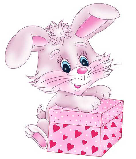 Cute Bunny With Valentine T Box Png Clipart Picture