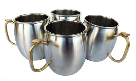 Set Of 4 Stainless Steel Moscow Mule Mugs With Thumb Supported Etsy