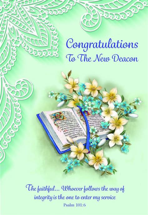 New Deacon Card Congratulations Bible And Flowers Psalm 1016 6 3
