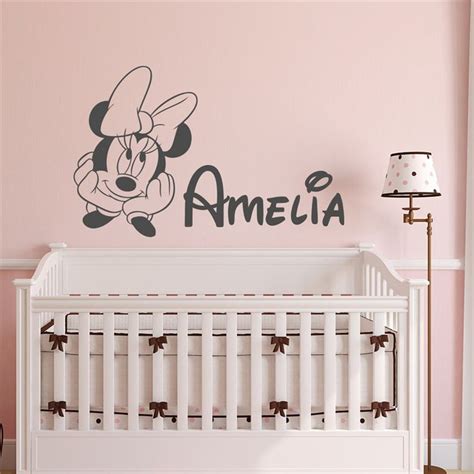 Lying Minnie Mouse Customed Babies Name Cute Wall Stickers Home Kids