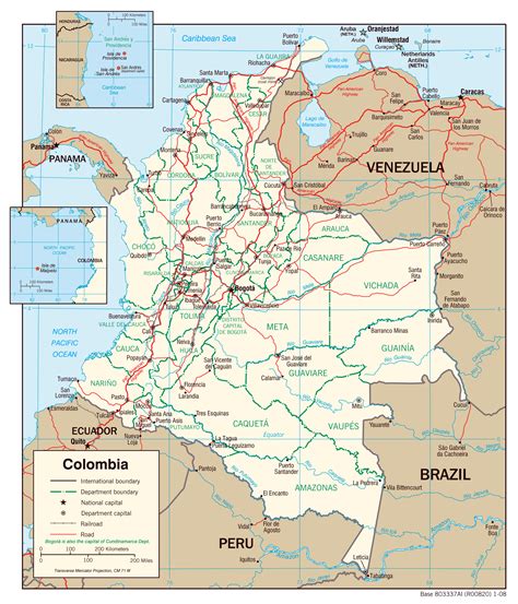Grande Detallado Mapa Político Y Administrativo De Colombia Con Carreteras Y Principales