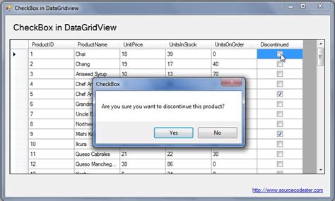 CheckBox In DataGridView SourceCodester