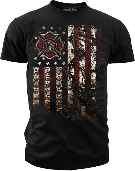 Mens Firefighter T Shirt American Flag Firefighter Tshirt Fire