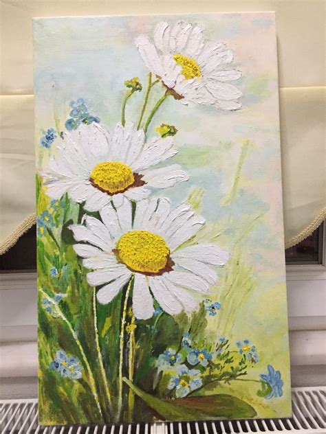 Acrylic Flower Painting Daisy Painting Easy Canvas Painting Amazing