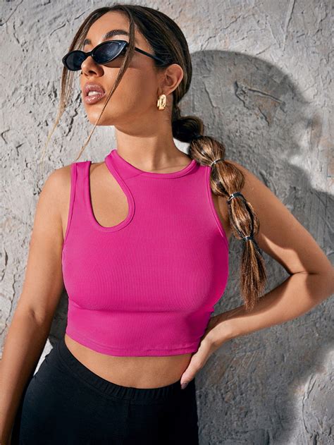hot pink casual collar sleeveless polyester plain embellished slight stretch spring fall women