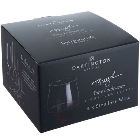 Dartington Crystal Tony Laithwaite Stemless Wine Tumbler Glasses 4 Pack