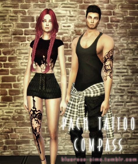 Tattoos Compass At Bluerose Sims Sims 4 Updates