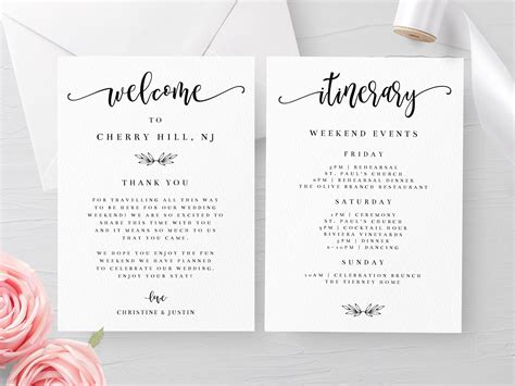 Printable Welcome Card Template Hotel Welcome Bag Insert Etsy