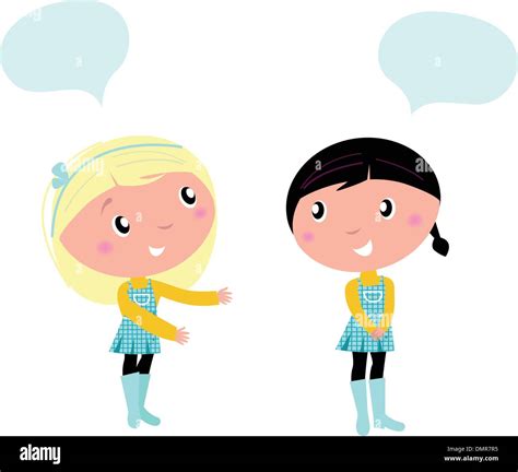 Two Girls Talking School Stock Vector Images Alamy