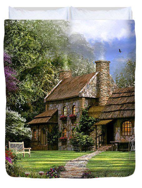 Old Flint Cottage Duvet Cover By Dominic Davison Toscana Italia Dream