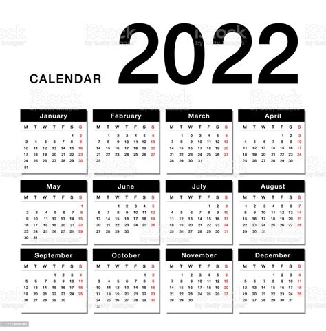 2022 Yearly Calendar Printable Clean Academic Calendar 2022