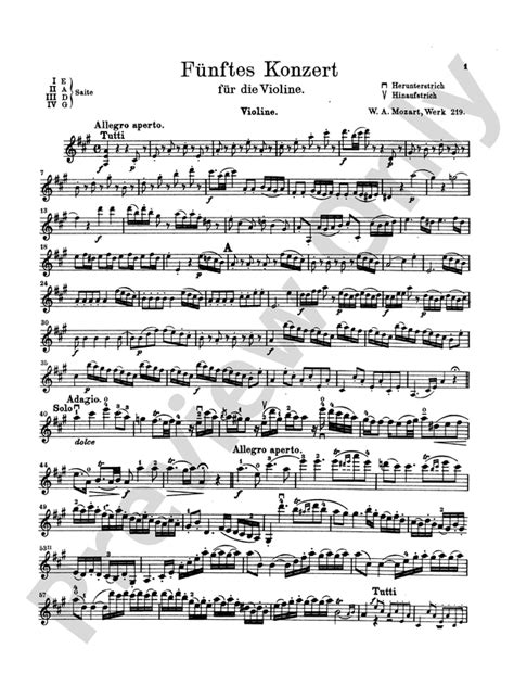 Mozart Violin Concerto No 5 In A Major K 219 Violin Concerto No 5 In A Major K 219
